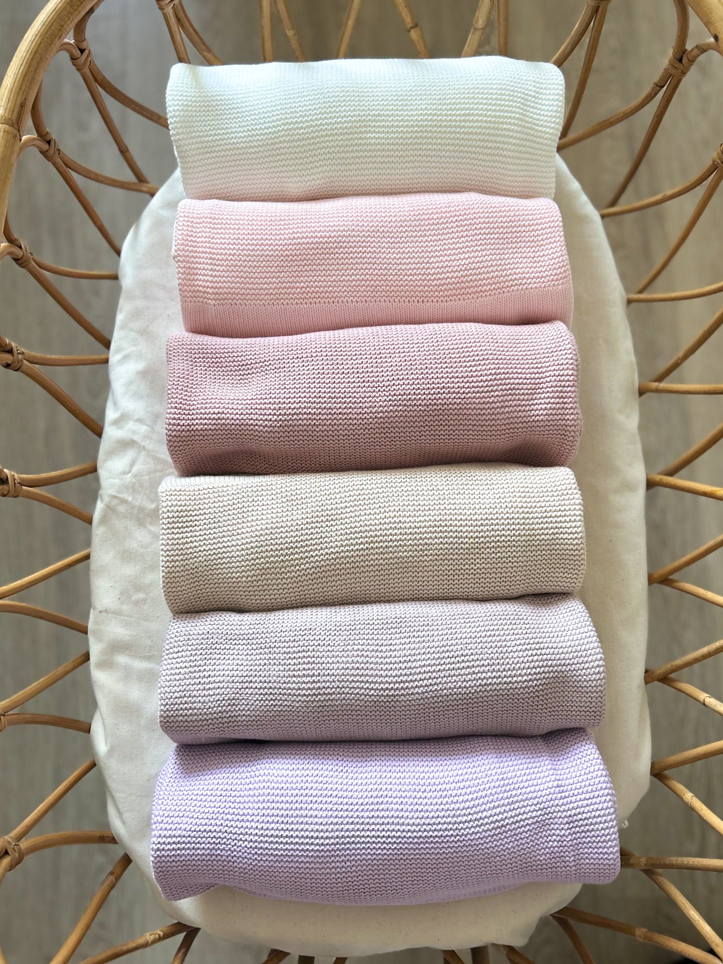 Plaid en maille de coton brodé - Milk -