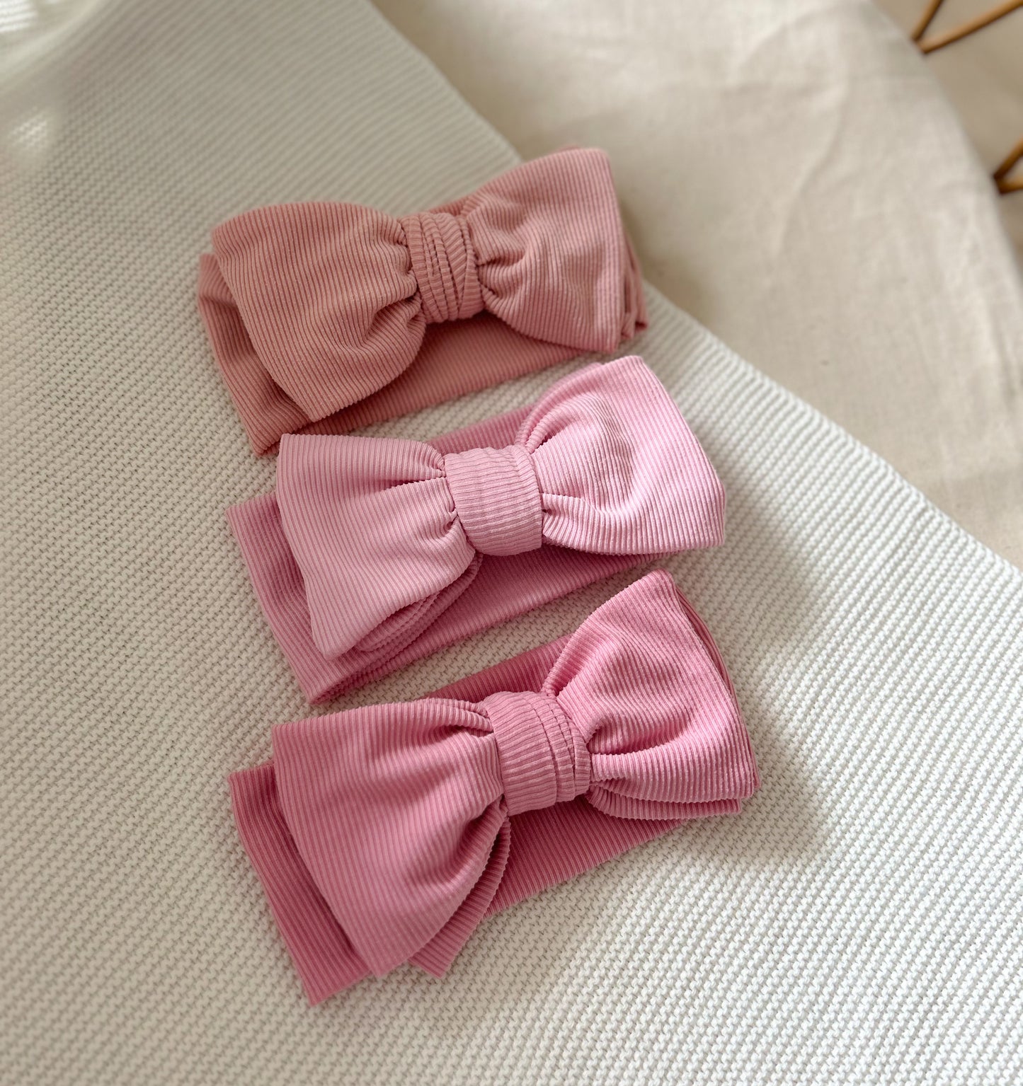 Bandeau pour bébé côtelé - Rose bébé -