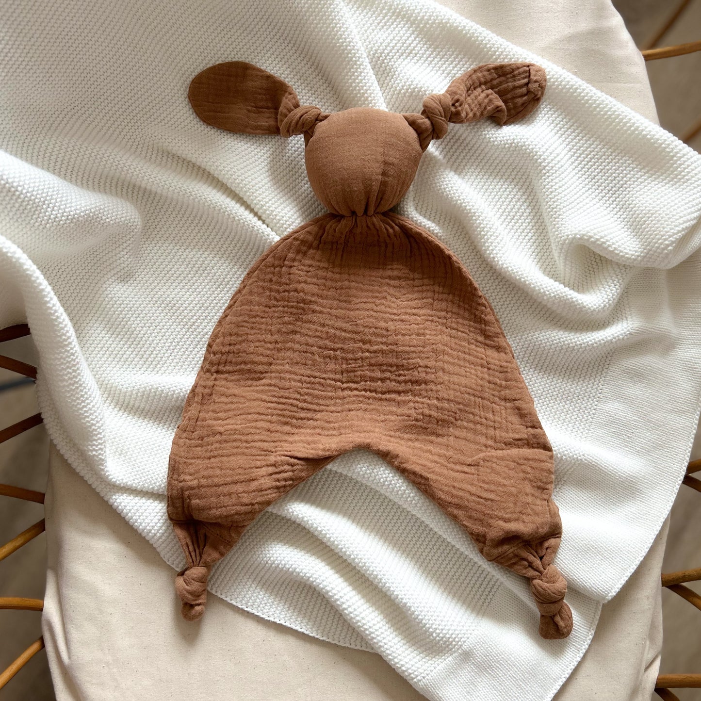 Doudou en gaze de coton lapin - Chocolat -
