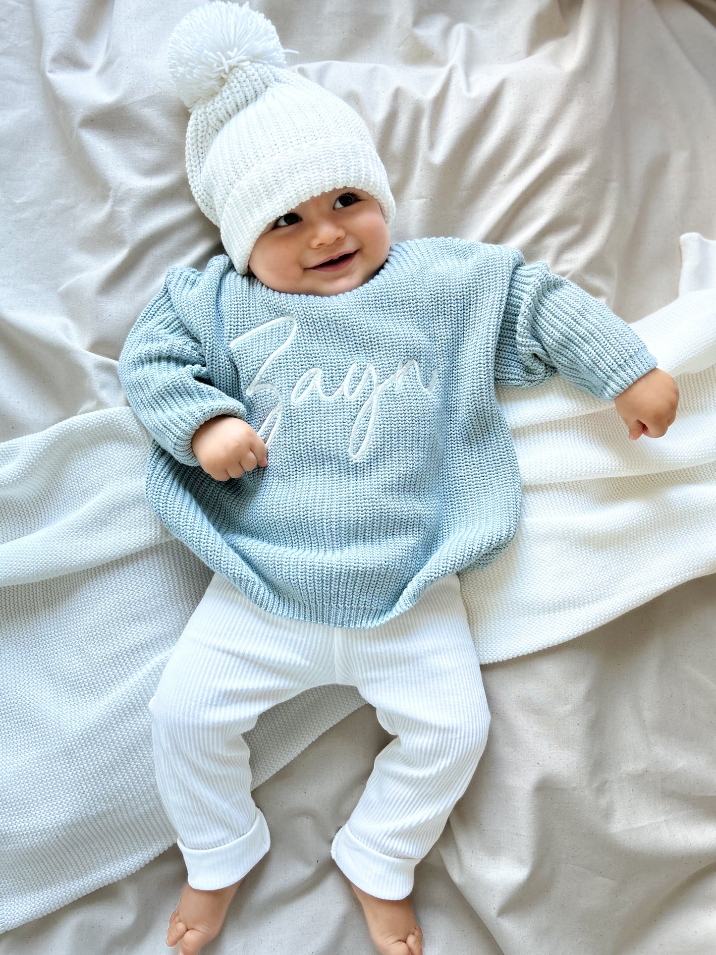 Pull en maille brodé - Dusty Pink -