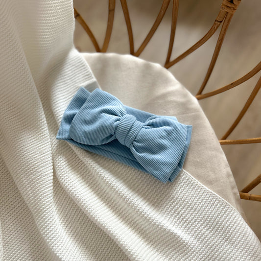 Bandeau pour bébé côtelé - Bleu bébé  -